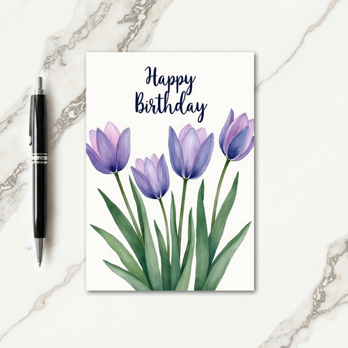 Sweet Violet Blossom Birthday Card
