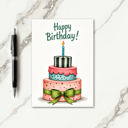 Sweet Watercolor Cake Card