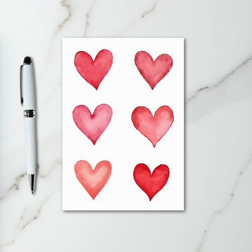 Sweet Watercolor Hearts Card