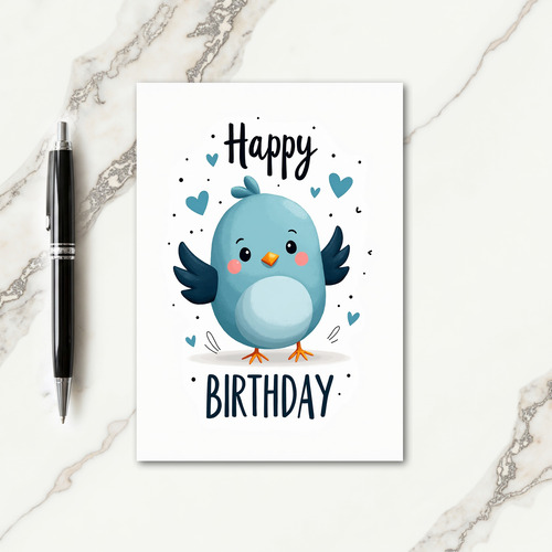 Sweet Whimsical Bird Birthday Card