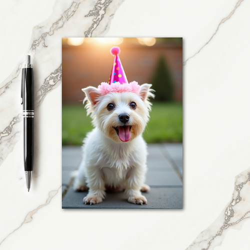 Sweet White Dog Birthday Card
