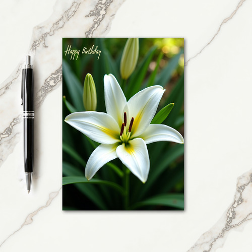 Sweet White Lily Birthday Card