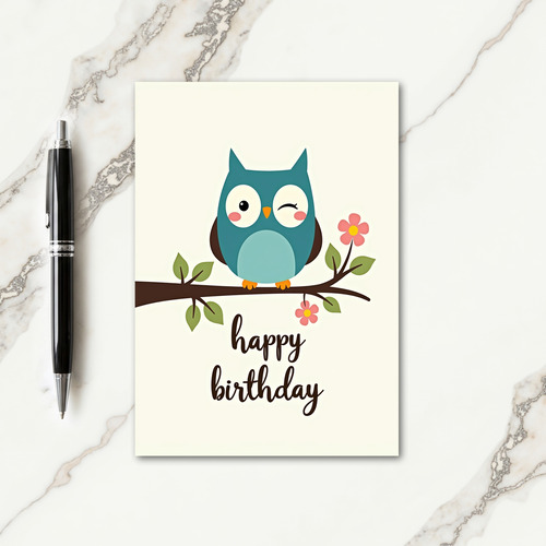 Sweet Winking Bird Birthday Card