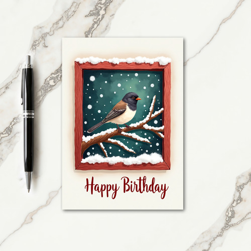 Sweet Winter Bird Birthday Card