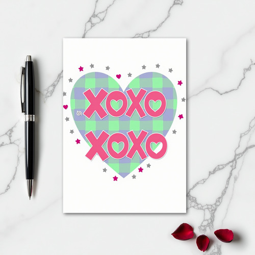 Sweet Xoxo Plaid Heart Card