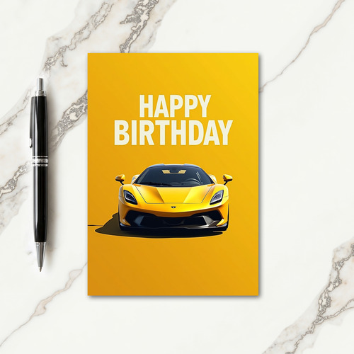 Sweet Yellow Car Birthday Card
