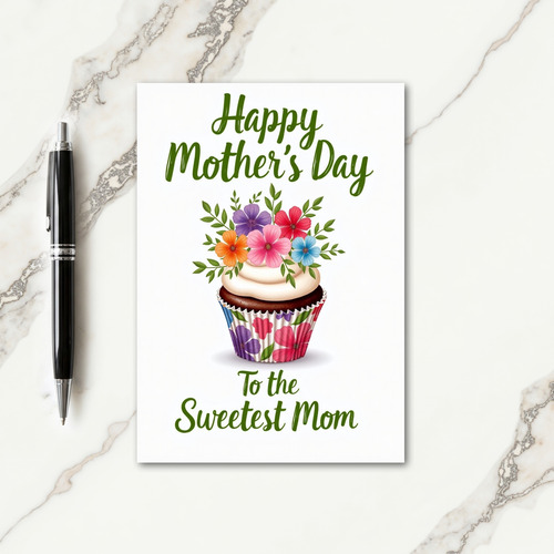 Sweetest Mom Bouquet Cupcake Card