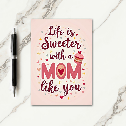 Sweetest Mom Heart Illustration Card