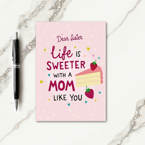 Sweetest Mom Sister Cake Art Card