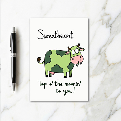 Sweetheart Green Cow Card