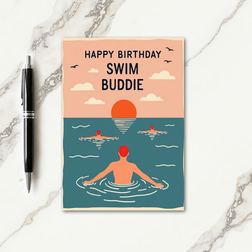 Swim Buddy Birthday Card