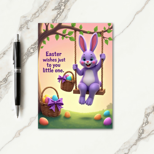 Swinging Bunny Joy Springtime Card