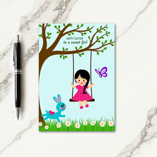 Swinging Spring Joy Kids Card