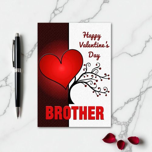 Swirl Tree Brother Valentines Day Card