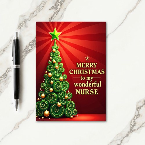 Swirling Evergreen Christmas Card