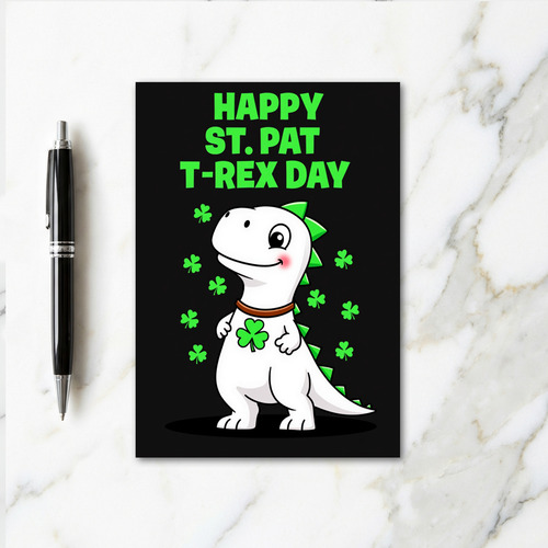 T Rex Happy St Pats Day Card