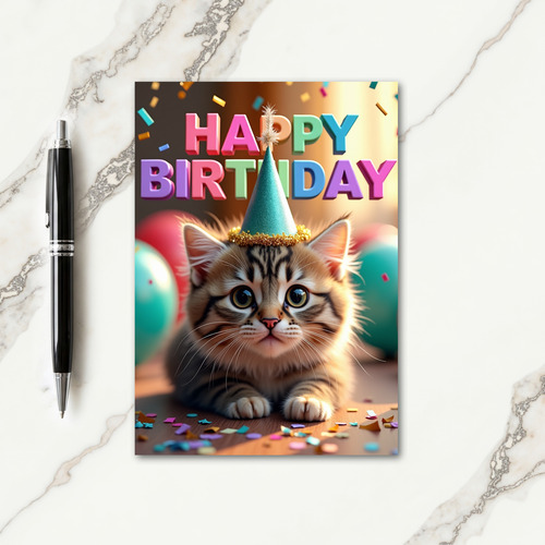 Tabby Birthday Party Card
