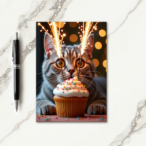 Tabby Birthday Sparkler Card