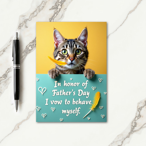 Tabby Cat Fathers Day Vow Card