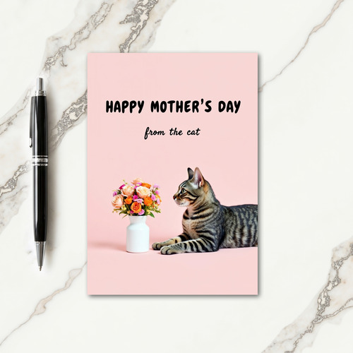 Tabby Cat Floral Mothers Day Card