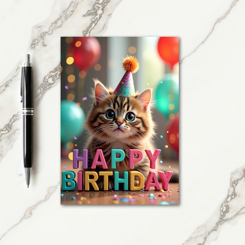 Tabby Kitten Birthday Fun Card