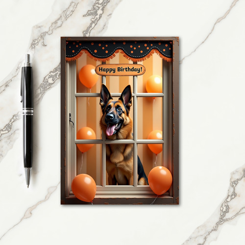 Tan Dog Birthday Window Card