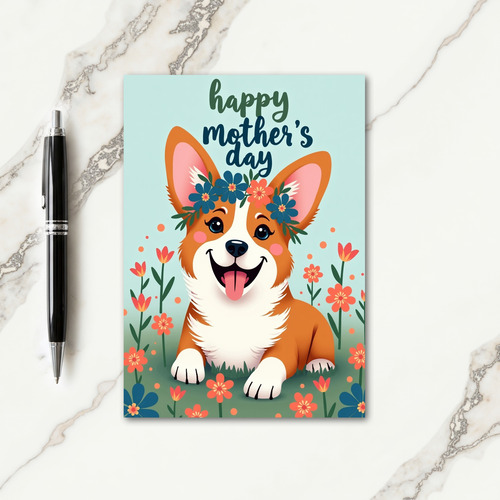Tan Dog Floral Mothers Day Card