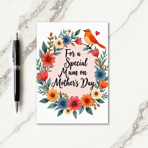 Tangerine Bird Mothers Day Card