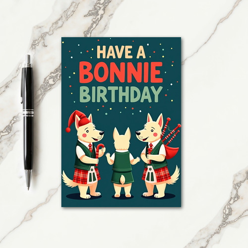 Tartan Pups Birthday Card