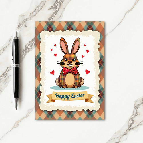 Tartan Rabbit Greeting Card
