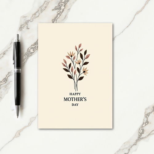 Taupe Floral Mothers Day Card