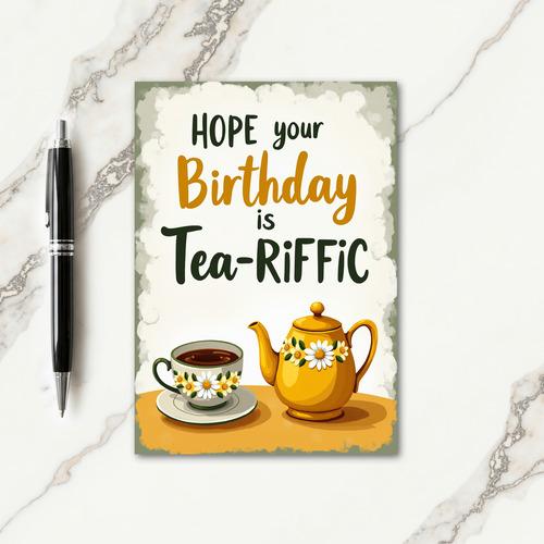 Tea Themed Birthday Wish Card