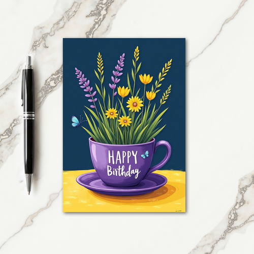 Teacup Flora Birthday Card