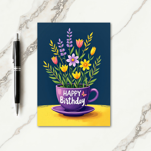 Teacup Floral Birthday Card