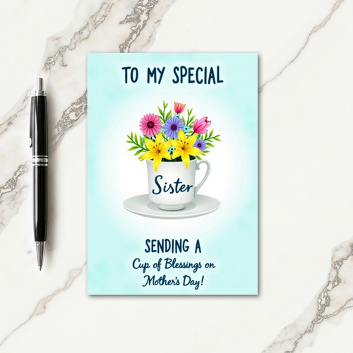 Teacup Mothers Day Blessings Card