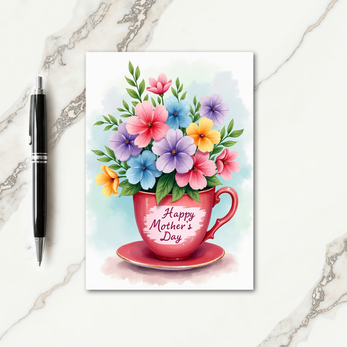 Teacup Mothers Day Wishes Card