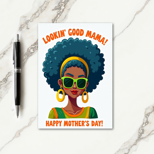 Teal Afro Mothers Day Card