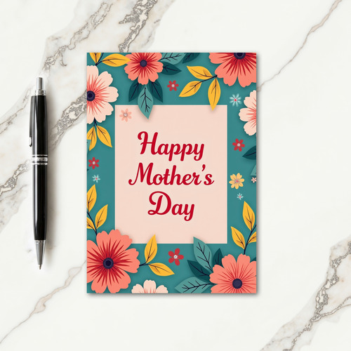 Teal And Blush Mothers Day Card