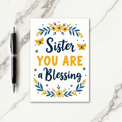 Teal And Gold Sister Card