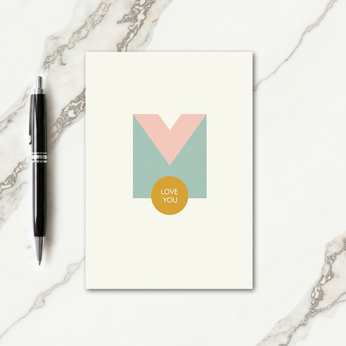 Teal And Pink Love You Card