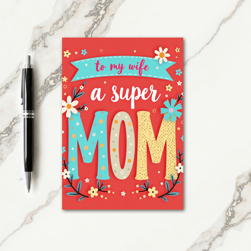 Teal And Pink Mom Mothers Card