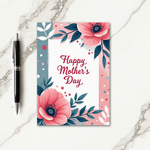 Teal And Pink Mothers Day Card