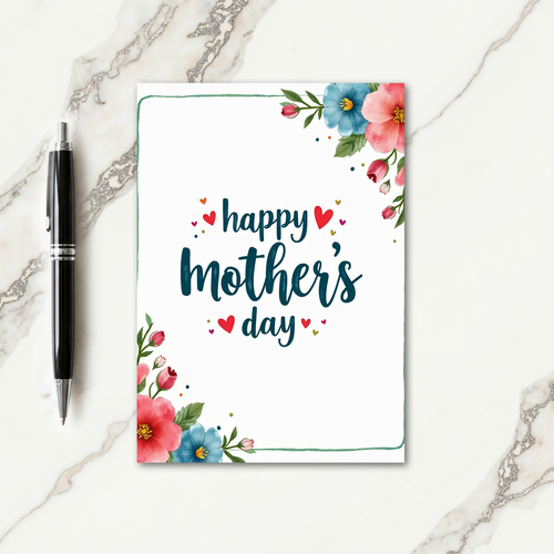 Teal And Red Mothers Day Card