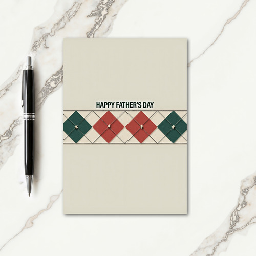 Teal Argyle Fathers Day Card