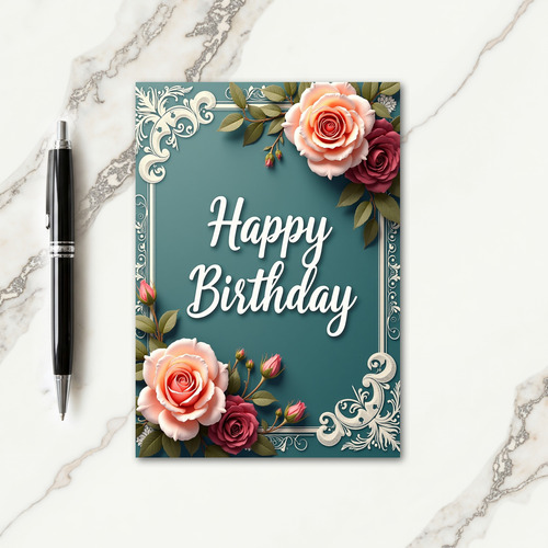 Teal Art Birthday Card