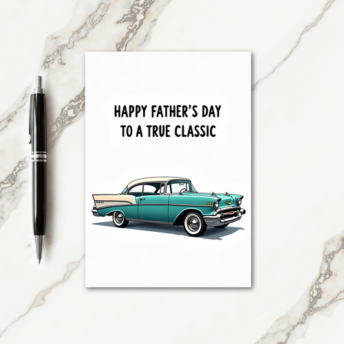 Teal Auto Fathers Day Card