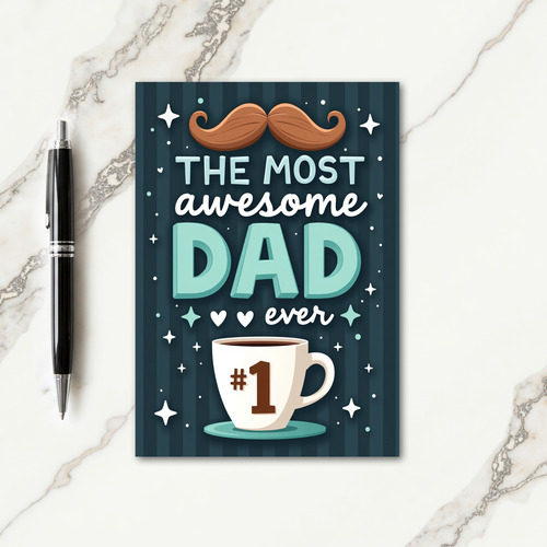 Teal Awesome Dad Ever Card