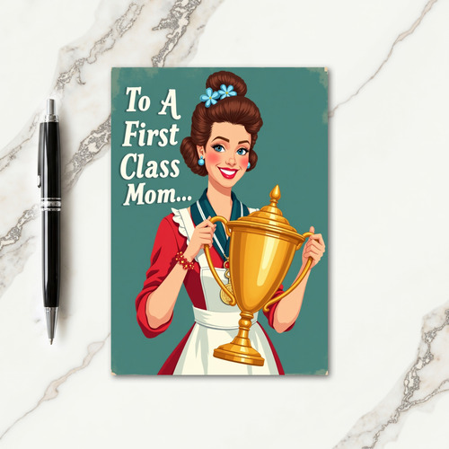 Teal Backdrop Mom Trophy Card