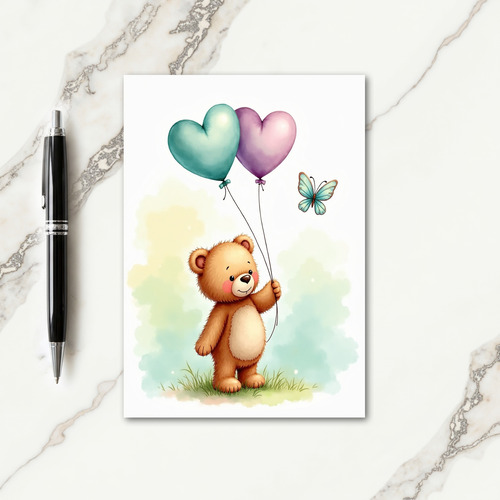 Teal Balloon Fathers Day Joy Card
