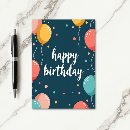 Teal Balloons Birthday Card